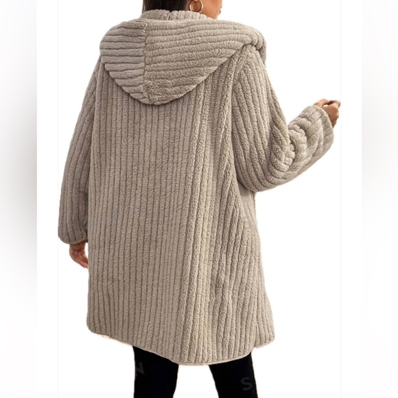 Luxe Plus Size Pockets Hoodie Hooded Jacket Coat - Picture 4 of 4